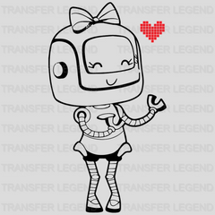 Robots In Love - Female Robot Matching Design - DTF heat transfer - transferlegend