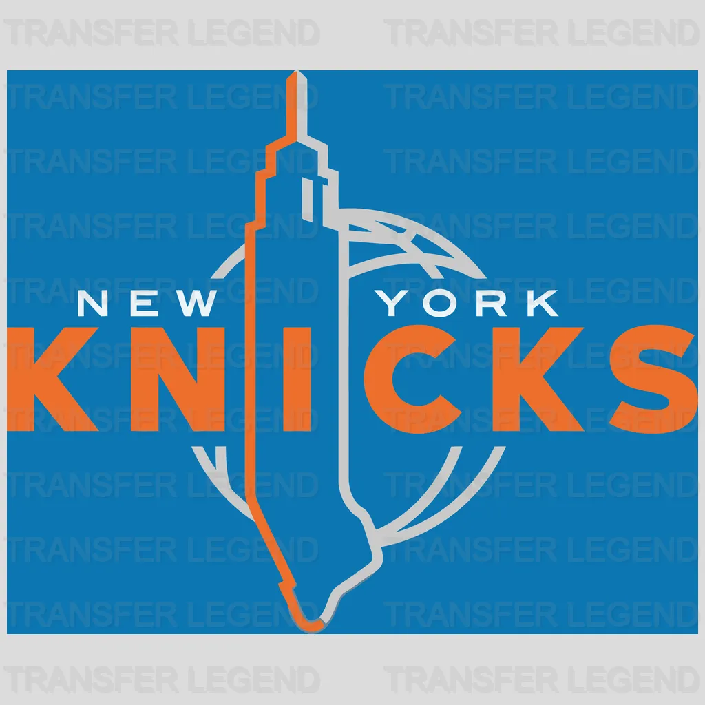New York Knicks Minimal Blue Wordmark with Torch Accent NBA Design - DTF Heat Transfer