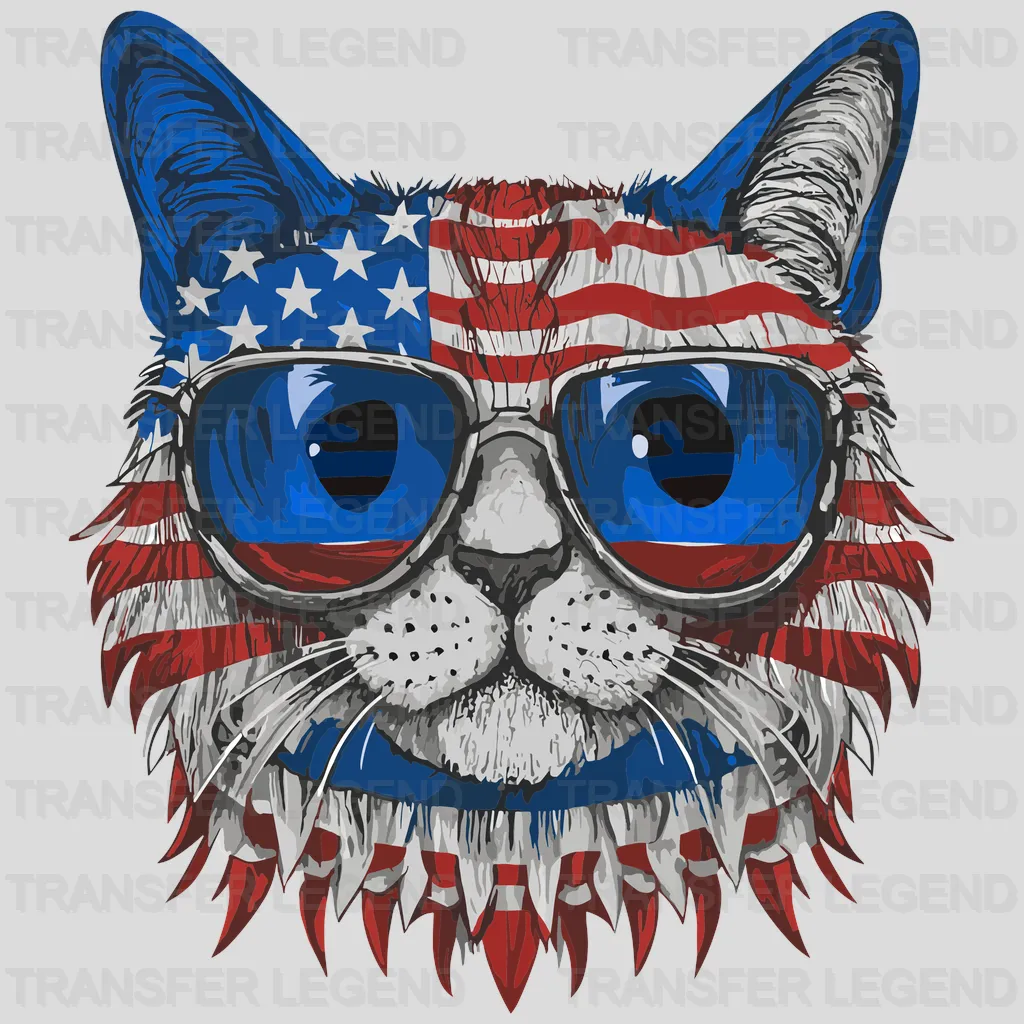 Cat Glasses USA Design - DTF Heat Transfers - transferlegend