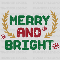 Merry And Bright Snow Design, Christmas Design - DTF heat transfer - transferlegend