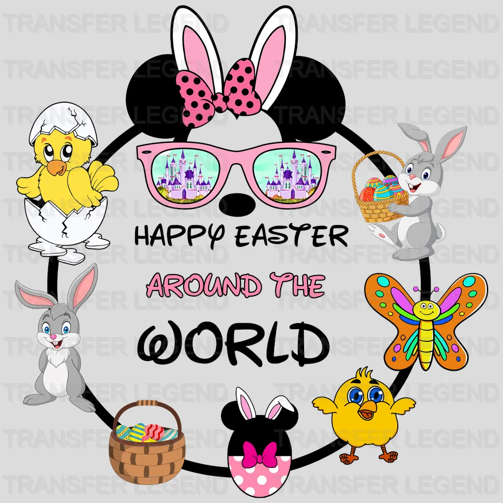 Happy Easter Around The World Minnie Design- DTF heat transfer - transferlegend