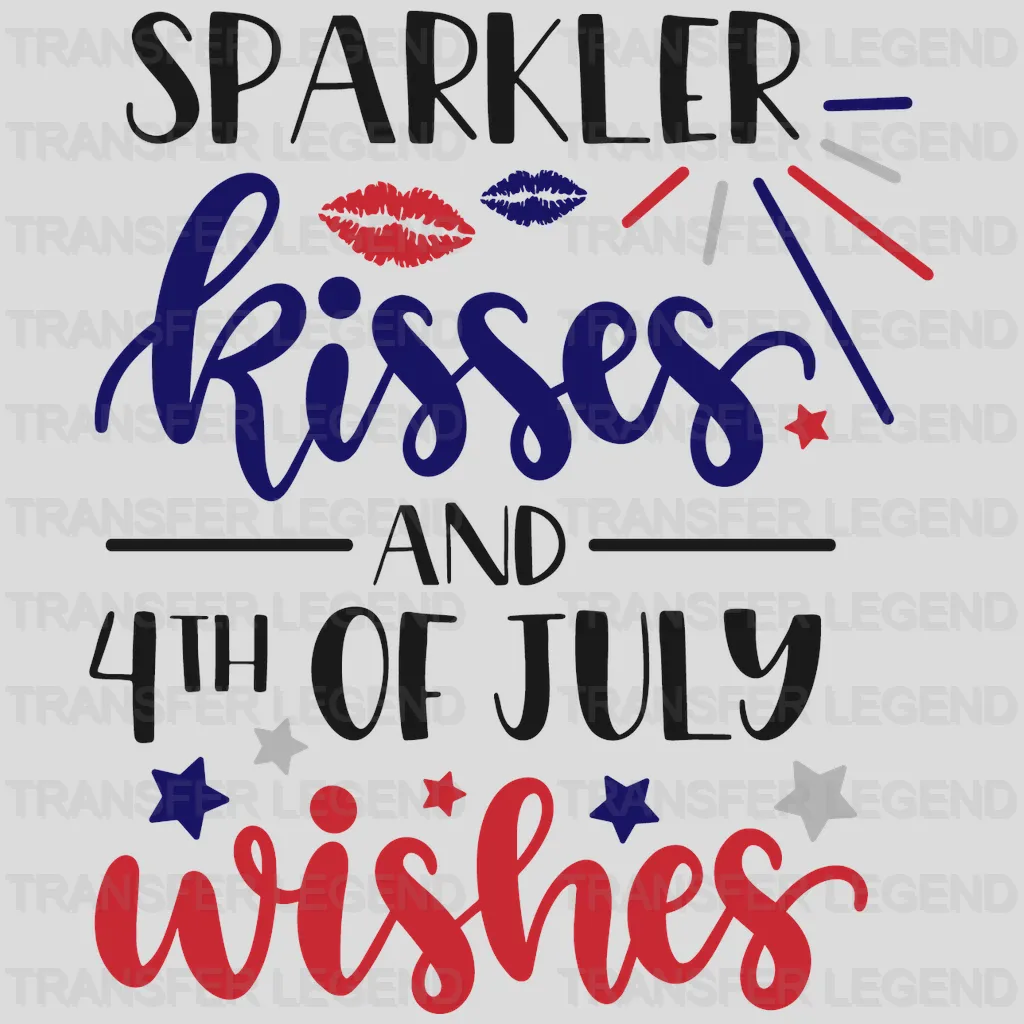 Sparkler Kisses And 4th of July Wishes DTF Transfer - transferlegend