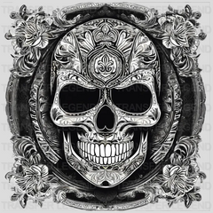 SILVER SKULL HALLOWEEN Design - DTF heat transfer - transferlegend