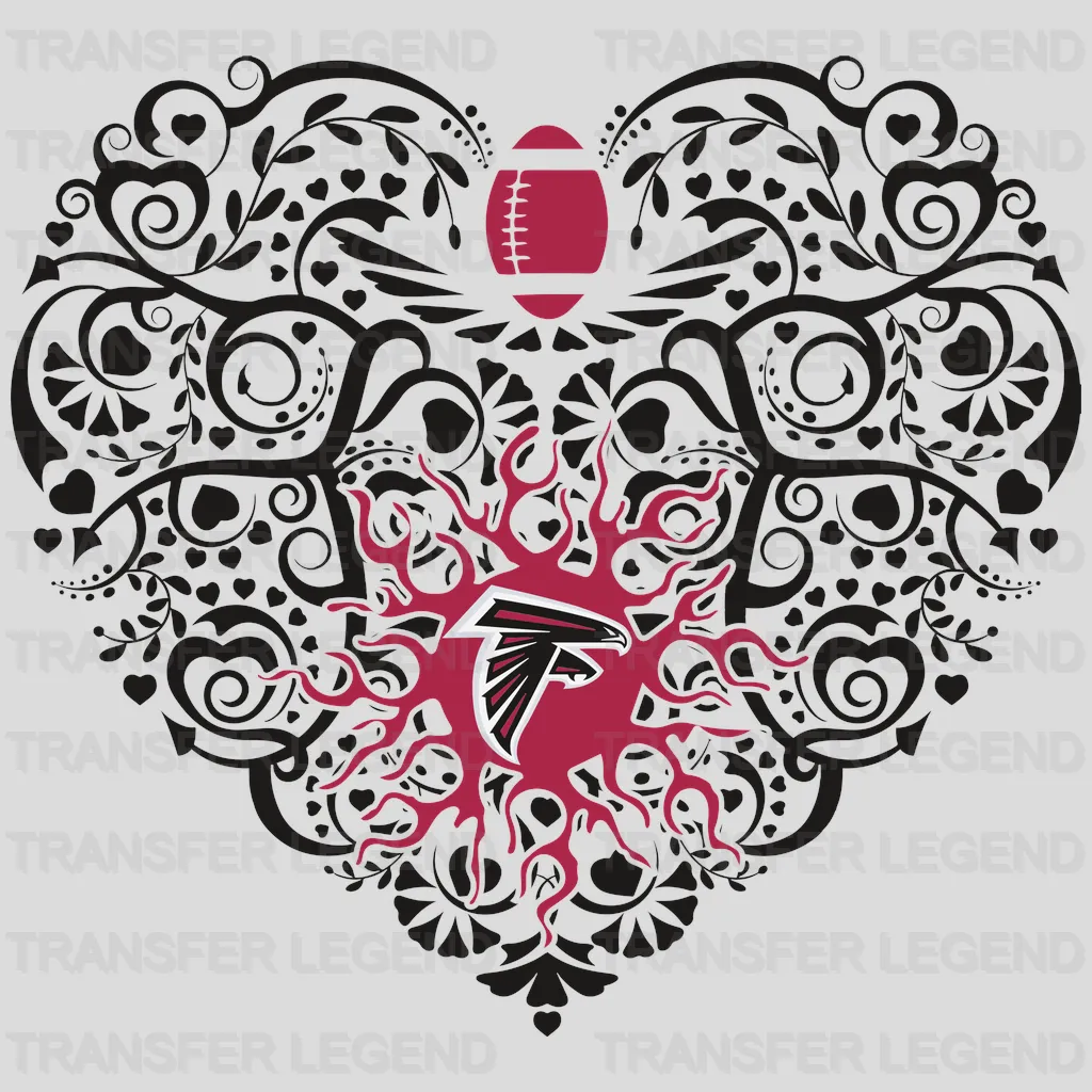 Atlanta Falcons Burst Floral Emblem NFL Design - DTF Heat Transfer