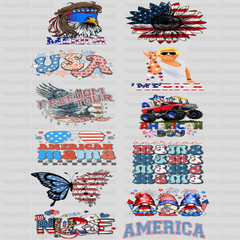 4th Of July - Premade Gang sheet - 12 PCS 10 INCH - transferlegend