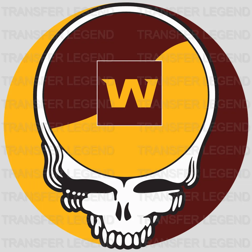 Washington Football Team Skull Helmet Badge with W NFL Design - DTF Heat Transfer