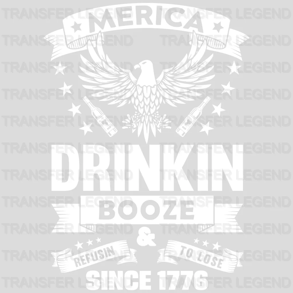 Merica Drinkin Booze - Patriot Design DTF Heat Transfer - transferlegend