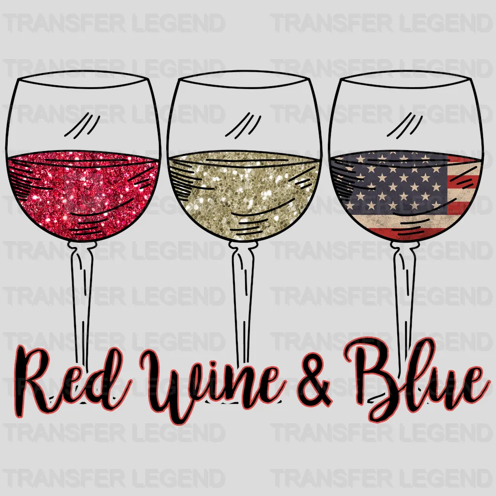 Red Wine & Blue DTF Transfer - transferlegend