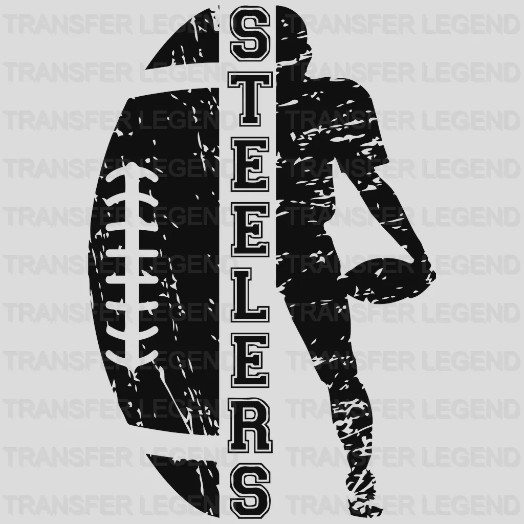 Pittsburgh Steelers silhouette player forming skull shape, NFL design - DTF Heat Transfer