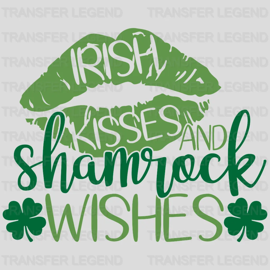 Irish Kisses And Shamrock Wishes St. Patrick's Day Design - DTF heat transfer - transferlegend