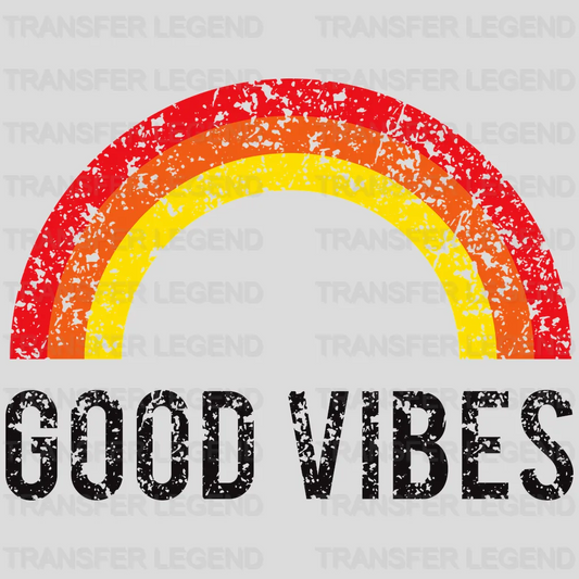 Good Vibes Retro Rainbow - Trendy - Retro - Summer Vacation - Beach - Motivational - Positivity - DTF heat transfer - transferlegend