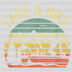 Take A Hike - Retro Hiker Outdoors Camping Nature Design - DTF heat transfer - transferlegend