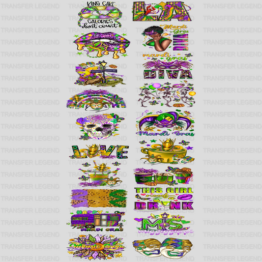 Mardi Gras Premade Gang sheet - 20 PCS 10 INCH - transferlegend