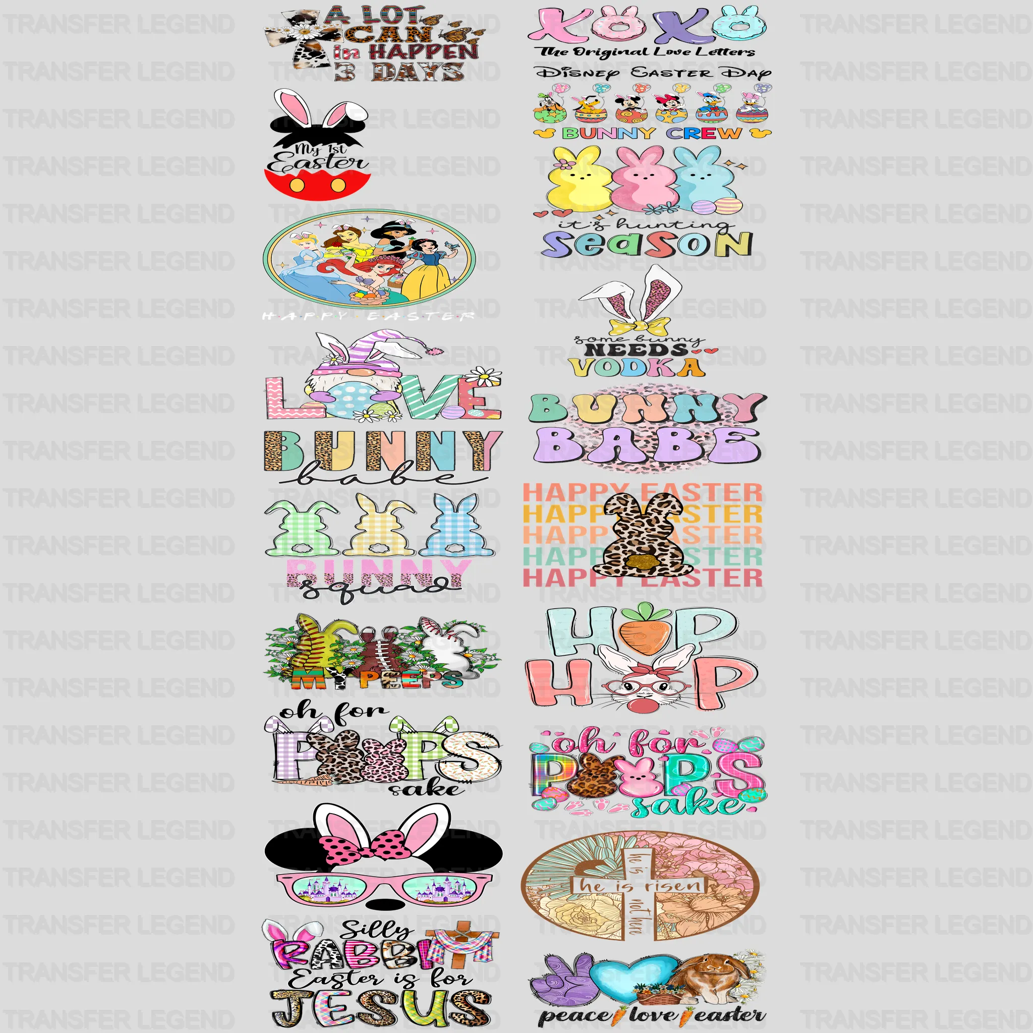 EASTER Premade Gang sheet - 20 PCS 10 INCH - transferlegend