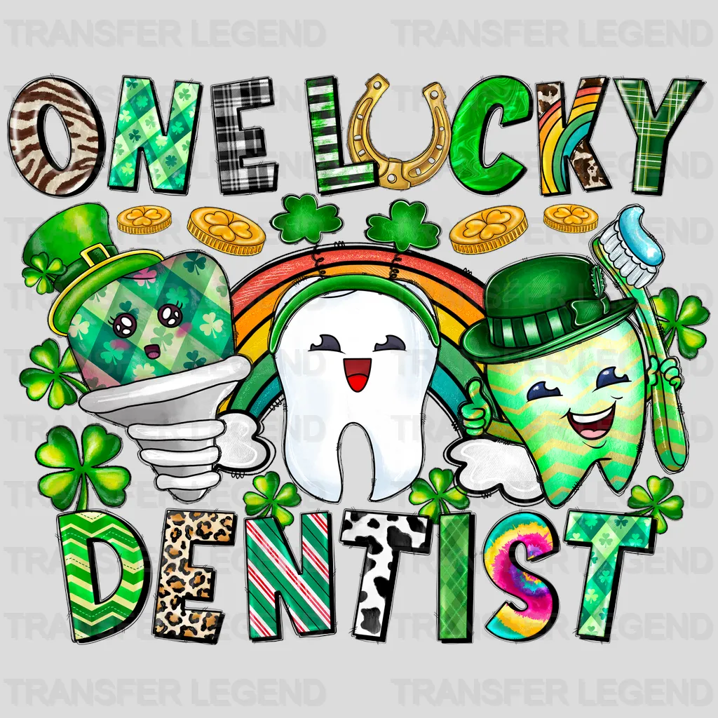 One Lucky Dentist St. Patrick's Day Design - DTF heat transfer - transferlegend