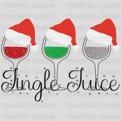 Christmas Jingle Juice Glitter Wine Design - DTF heat transfer - transferlegend