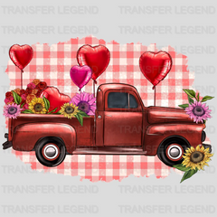 Heart Balloons and Sunflowers Valentines Day Truck Design - DTF heat transfer - transferlegend