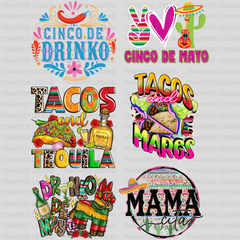 Cinco De Mayo Premade Gang sheet - 6 PCS 10 INCH (Bundle 2) - transferlegend