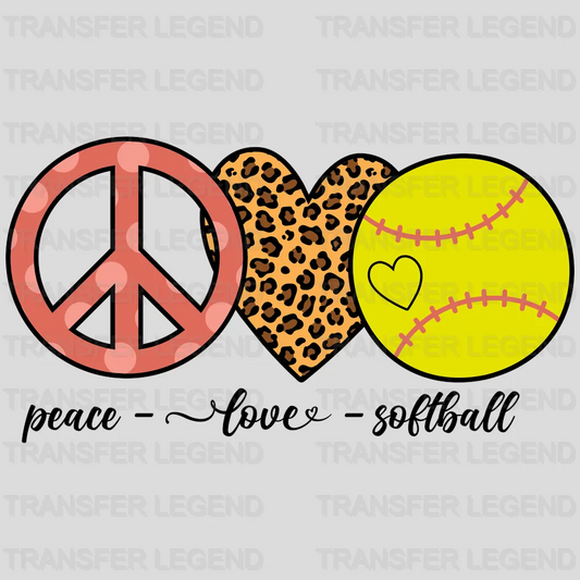 Peace Love Softball DTF Transfer - transferlegend