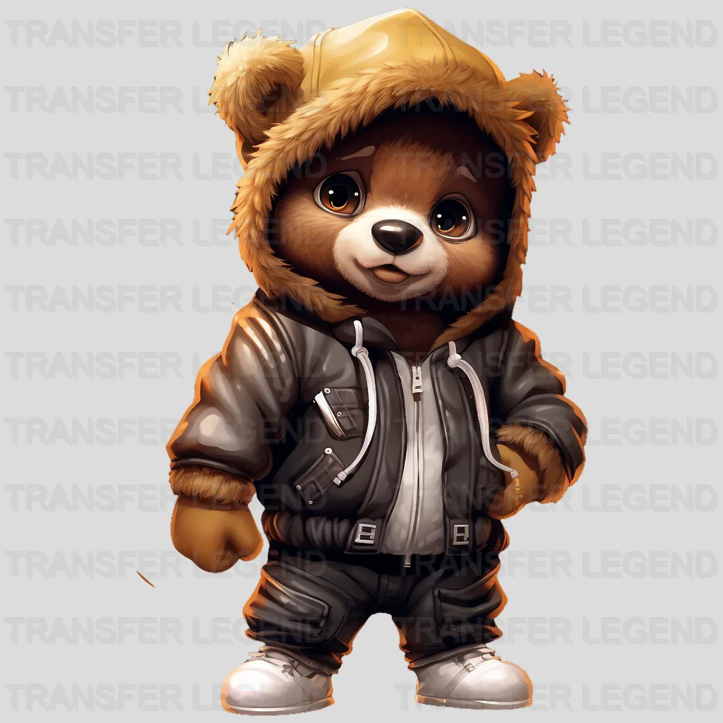 Cute Bear In Town Teddy Design - DTF Heat Transfer - transferlegend