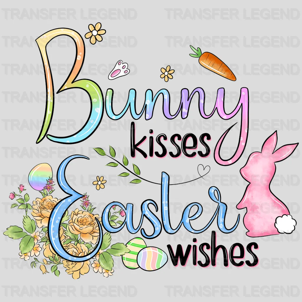 Bunny Kisses Easter Wishes Design - DTF heat transfer - transferlegend