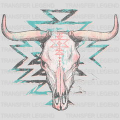 Aztec Bull Skull Design - DTF heat transfer - transferlegend