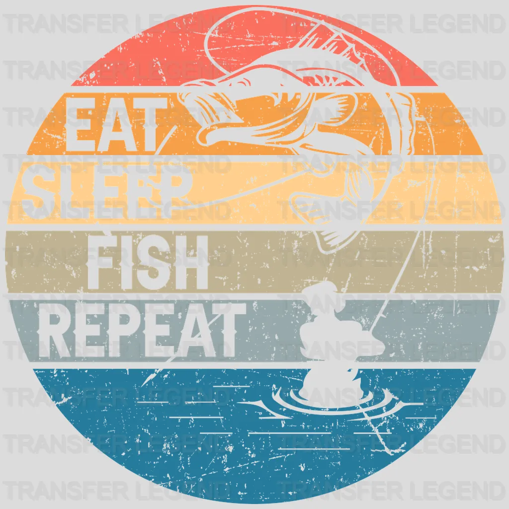 Eat Sleep Fish Repeat - Fish Design DTF Heat Transfer | Transfer Legend