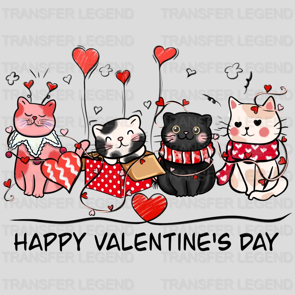 HAPPY VALENTINES DAY CATS - DTF heat transfer - transferlegend