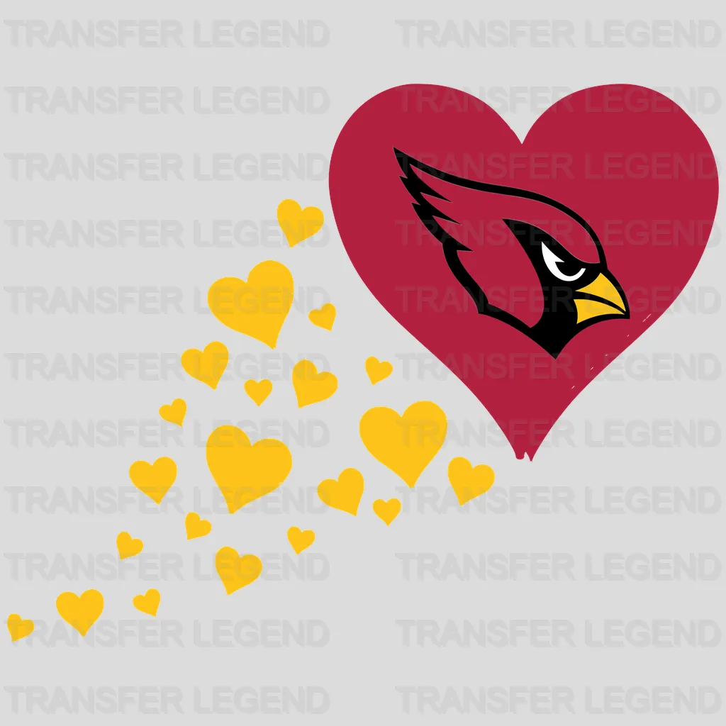 Arizona Cardinals Heart Trail Emblem NFL Design - DTF Heat Transfer