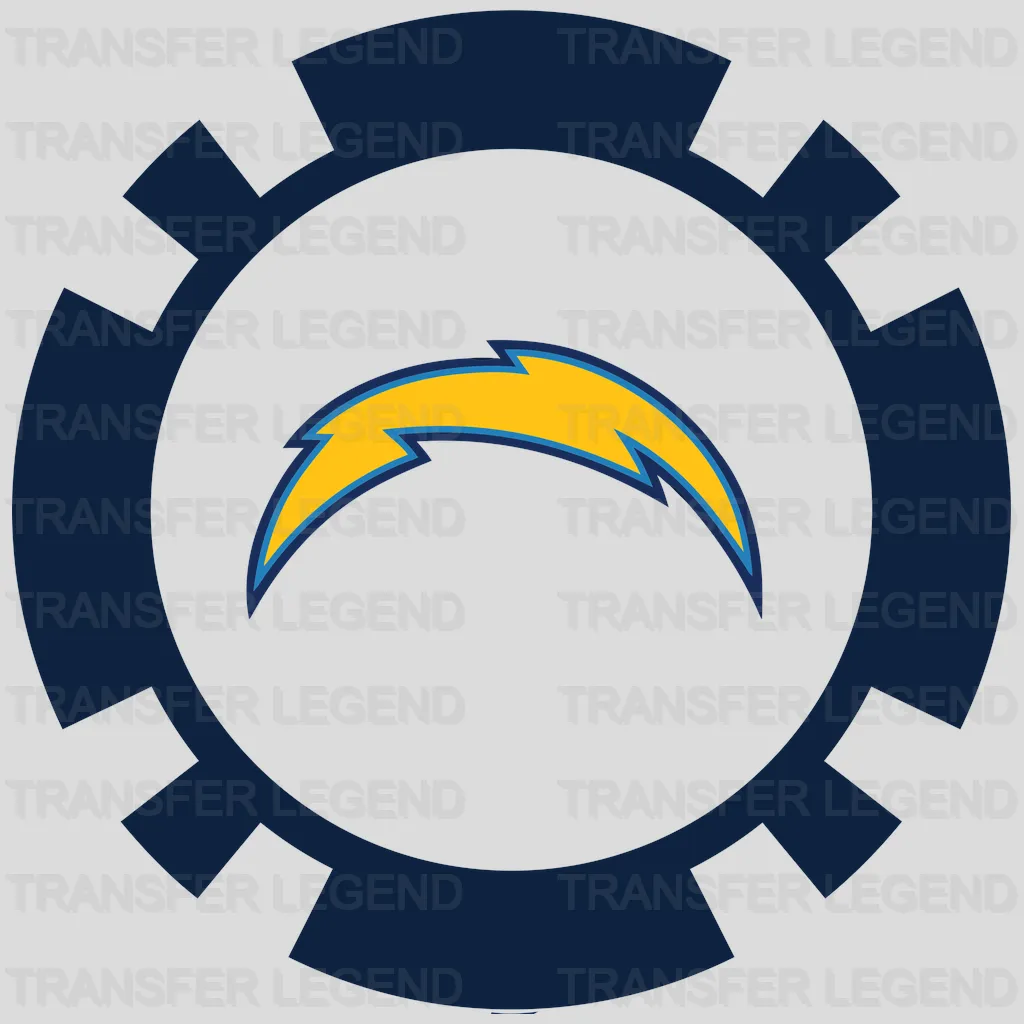 Los Angeles Chargers Gear-Cog Bolt Emblem NFL Design - DTF Heat Transfer