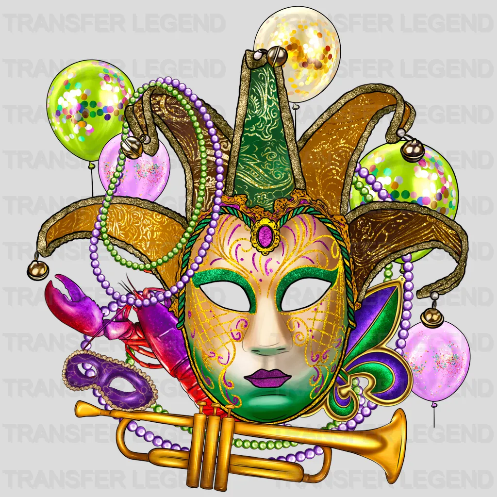 Mask Mardi Gras Design- Mardi Gras DTF heat transfer - transferlegend