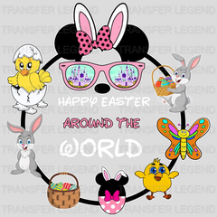 Happy Easter Around The World Minnie Design- DTF heat transfer - transferlegend