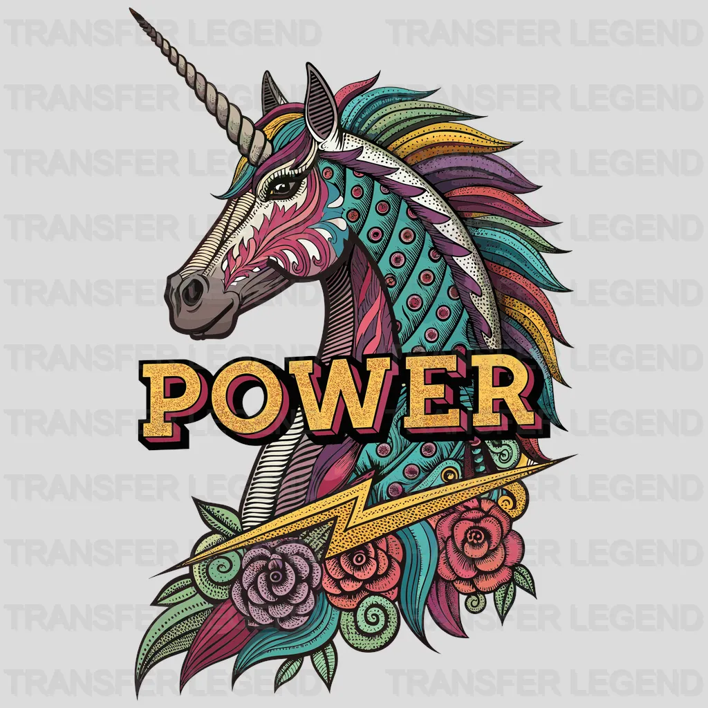 Power Horse Unicorn Design - DTF Heat Transfers - transferlegend