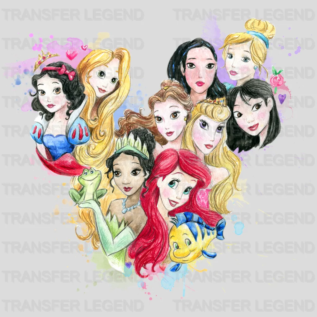 Disney Princesses Watercolor Mickey Head Design - DTF heat transfer - transferlegend