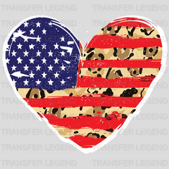 Hearth Shape American Flag with Leopard Pattern DTF Transfer - transferlegend