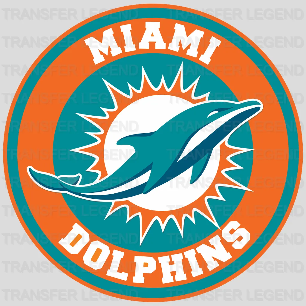 Miami Dolphins Circular Text Badge NFL Design - DTF Heat Transfer