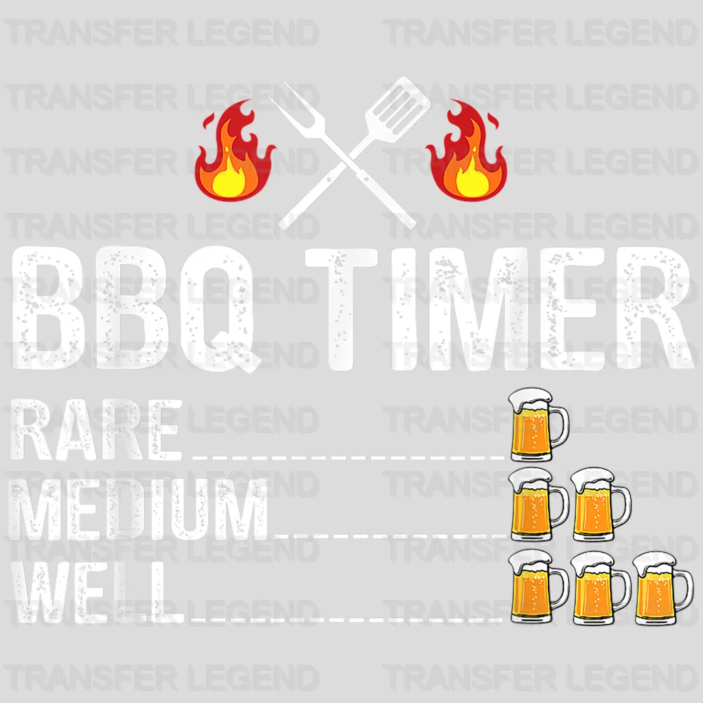 BBQ Timer Rare Medium Well Design - DTF heat transfer - transferlegend