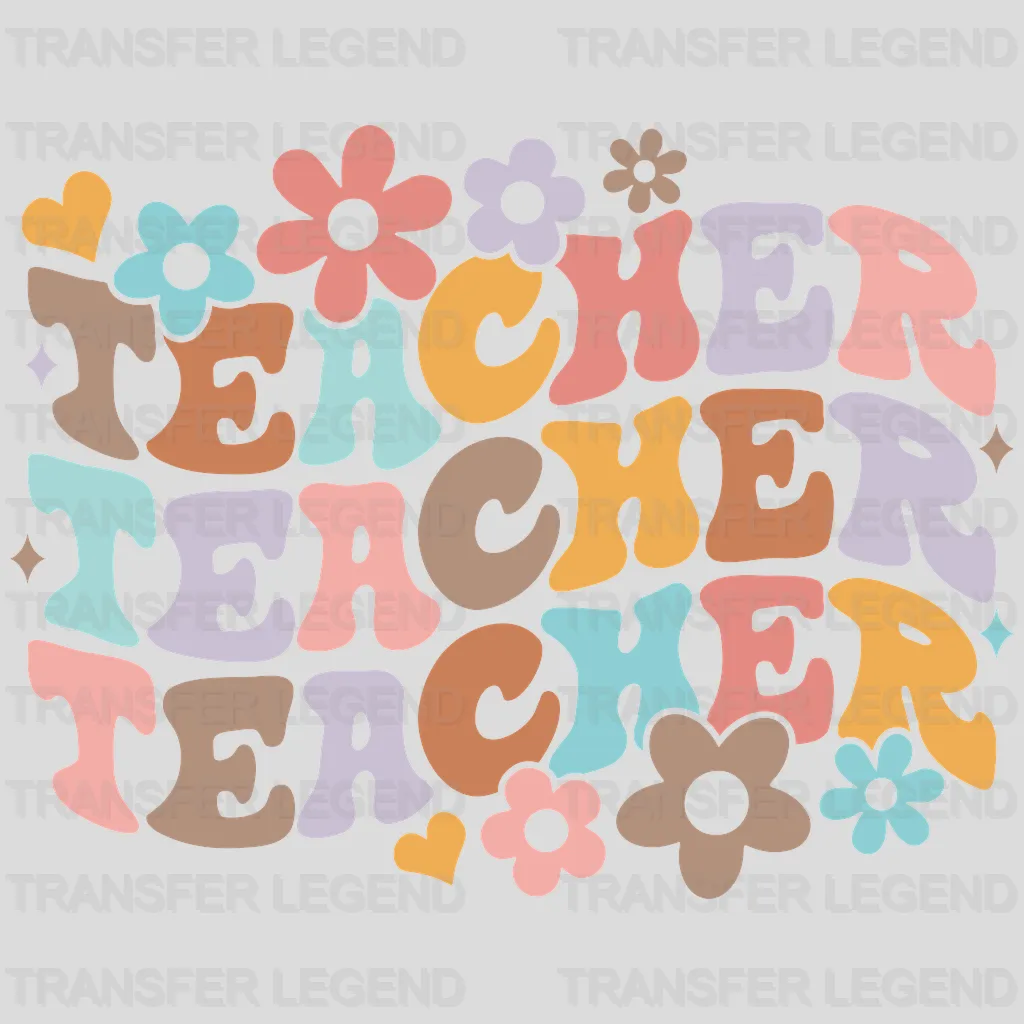 Teacher Flower Retro Design - DTF heat transfer - transferlegend