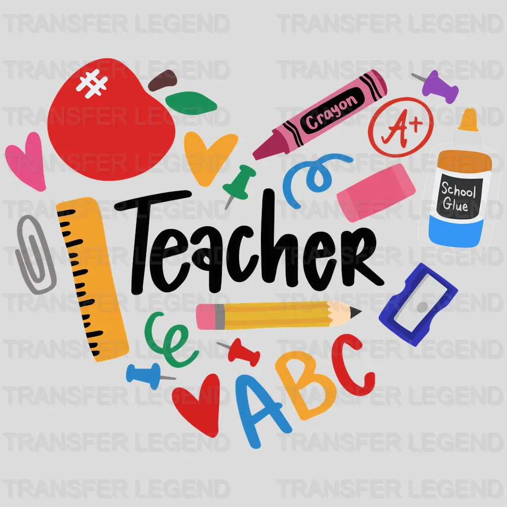 Teacher Apple Heart Design - DTF heat transfer - transferlegend