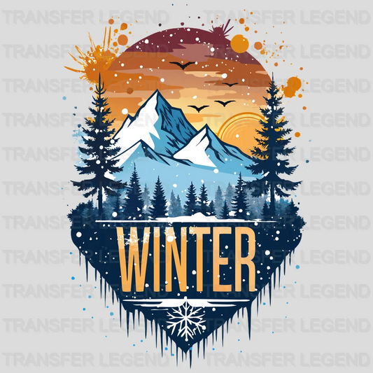 Snowfall Mountains Winter Design - DTF Heat Transfers - transferlegend