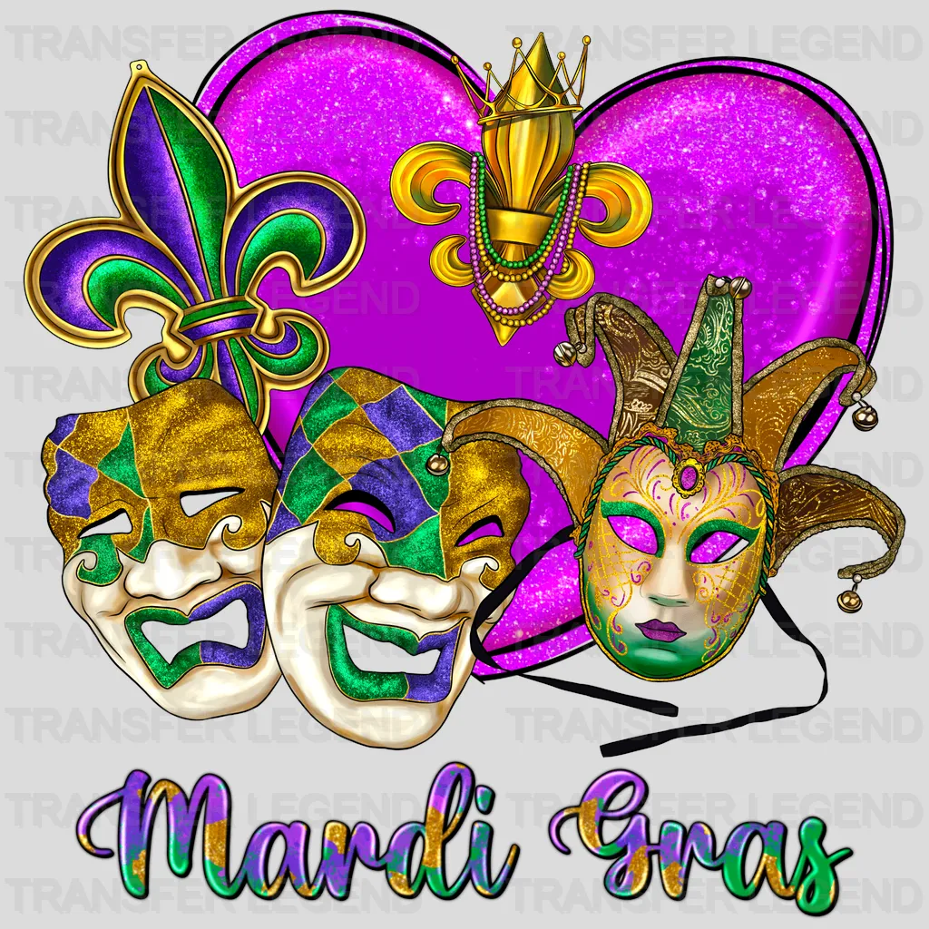 Masks Mardi Gras Design- Mardi Gras DTF heat transfer - transferlegend