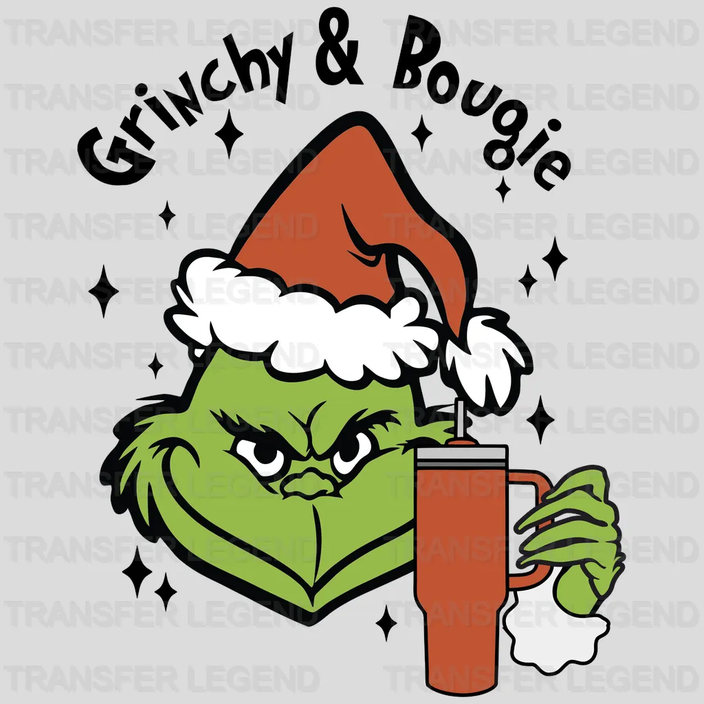 GRINCHY & BOUGIE Christmas Design, Christmas Design, Dtf Heat Transfer - transferlegend