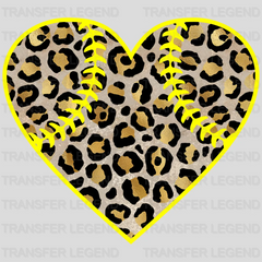 Softball Heart Leopard DTF Transfer - transferlegend