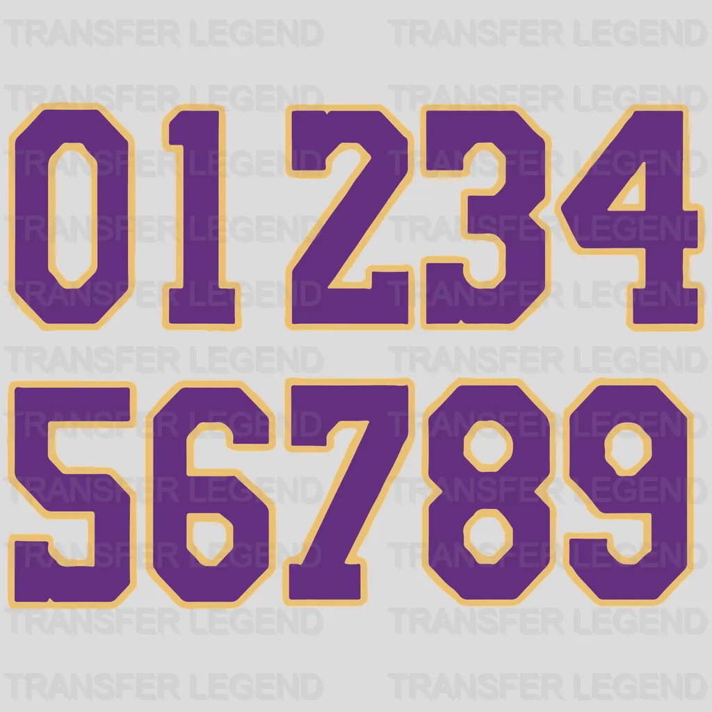 Los Angeles Lakers Jersey Numbers 0–9 Set NBA Design - DTF Heat Transfer