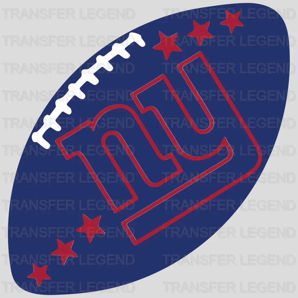 New York Giants sketch‑style football with “NY”, NFL design - DTF Heat Transfer