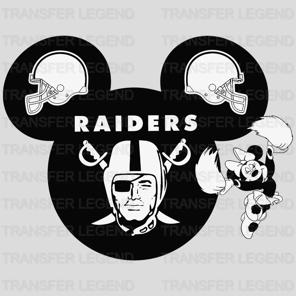 Las Vegas Raiders collage of helmet and shield icons, NFL design - DTF Heat Transfer