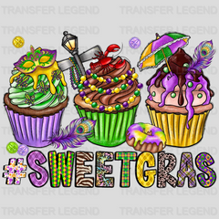 Cupcakes Mardi Gras Design- Mardi Gras DTF heat transfer - transferlegend