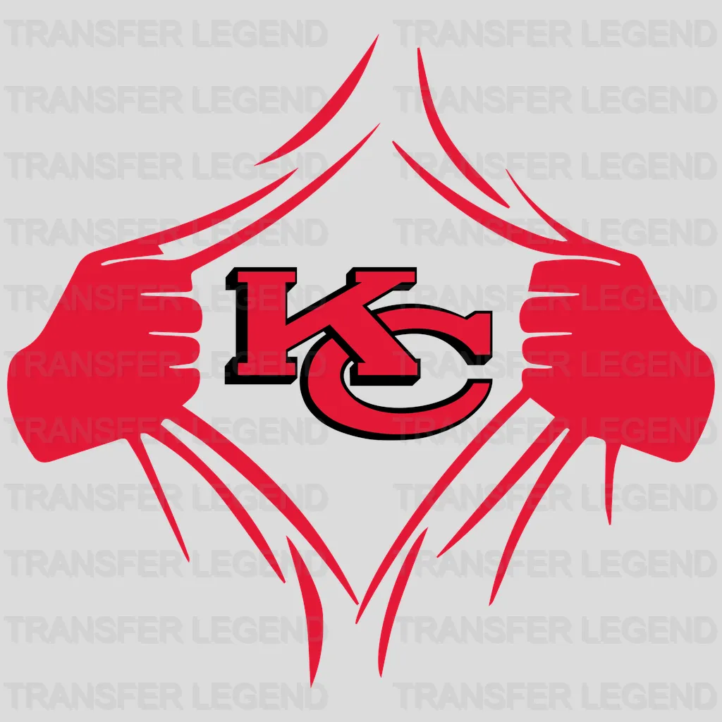 Kansas City Chiefs Ripped‑Chest Reveal Emblem NFL Design - DTF Heat Transfer