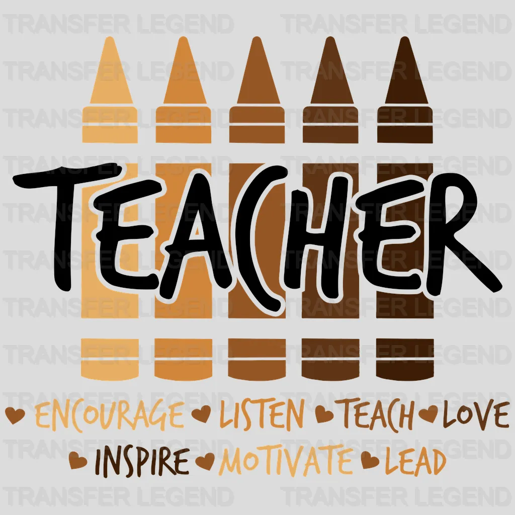 Melanin Crayons Teacher design- DTF heat transfer - transferlegend