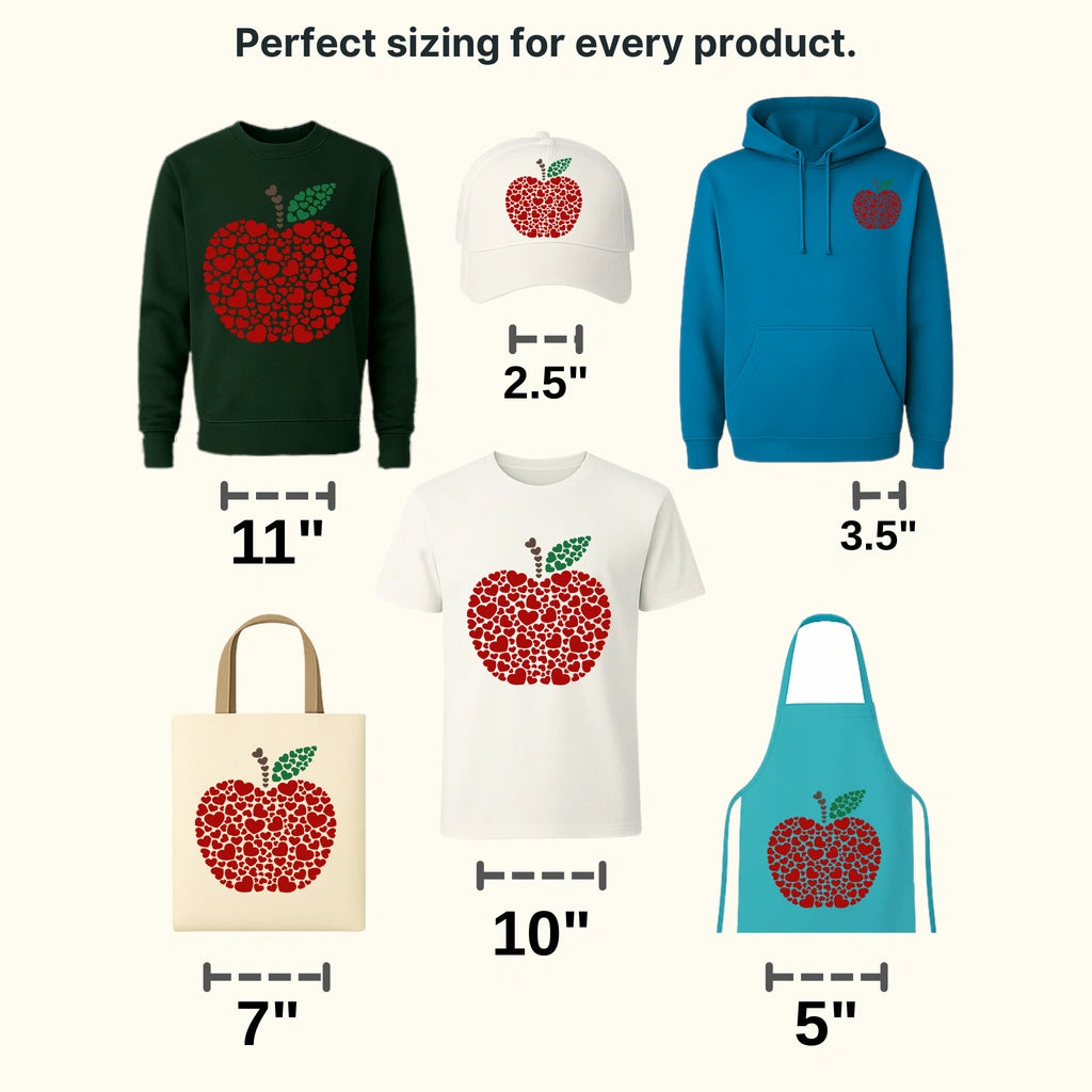 Heart Apple Valentine's Day Design - DTF heat transfer - transferlegend